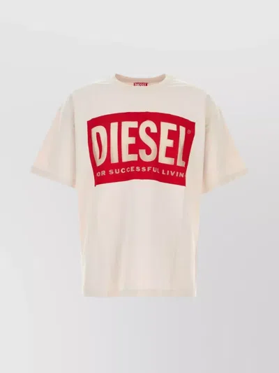 Diesel Oversize Crew Neck T-shirt Stretch Cotton Blend In Neutral