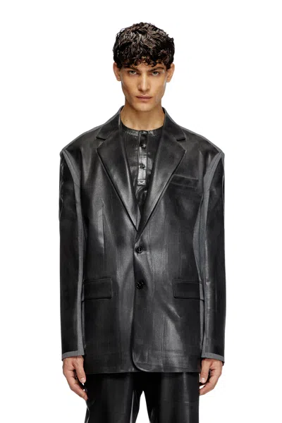 Diesel Oversized Blazer With Coated Front In Black