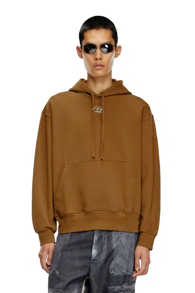 Diesel Oversized Hoodie With Metallic Logo In Brown