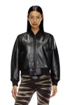 Diesel Oversized Leather Bomber Jacket In Black
