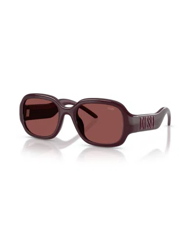 Diesel Oversized Rectangle Sunglasses Dl3023u In Dark Violet