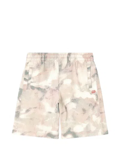 Diesel P-crone Abstract-pattern Shorts In Gray