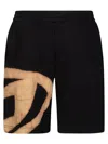 Diesel Sweat Shorts With Bleached Logo In Black