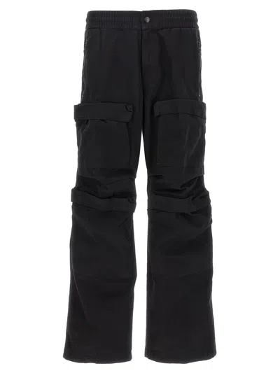 Diesel Cargo Style Trousers With Button And Zipper Accents In Black