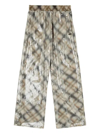 Diesel P-erqueen Sequinned Trousers In Green