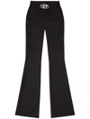 Diesel 'p-erseus' Black Flared Pants With Oval D Logo Plaque On The Front In Wool Blend Woman