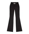 Diesel 'p-erseus' Black Flared Pants With Oval D Logo Plaque On The Front In Wool Blend Woman In Black