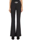 Diesel Stretch Wool Blend Trousers With Metal Oval D In Black