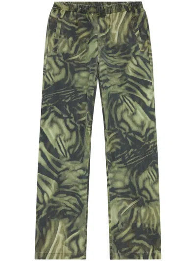 Diesel P-gold-zebra Straight-leg Trousers In Green