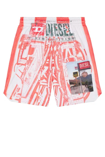 Diesel Striped Shorts With Photo Patches In Multi
