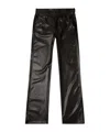 Diesel Faux Leather Wide Leg Trousers Belt Loops In Black