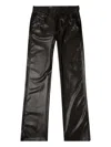 Diesel Faxu Leather Trousers In Black