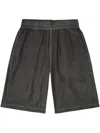 Diesel Leon Black Bermuda Pants With Elastic Waist And Two Rear Welt Pockets In Tech Fabric Man In Black