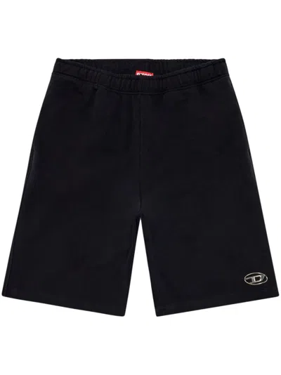 Diesel Sweat Shorts With Injection Molded Logo In Black