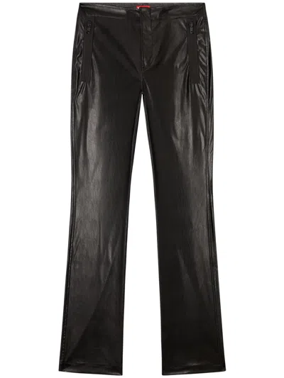 Diesel P-nes Faux-leather Logo-embossed Trousers In Black