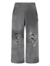 Diesel Track Pants With Distressed Front In Gray
