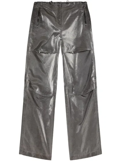 Diesel P Rodige Grey Metallic Low Rise Trousers In Multicolor
