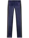 Diesel Knit And Satin Track Pants With Piping In Blue