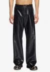 Diesel Pantaloni Gessati Con Coating Lucido In Black