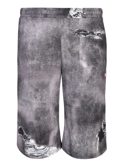 Diesel P-ston Black Shorts In Grey