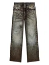 Diesel Mens 02 P-theck-lkct Denim-print Straight-leg Woven Trousers In Green