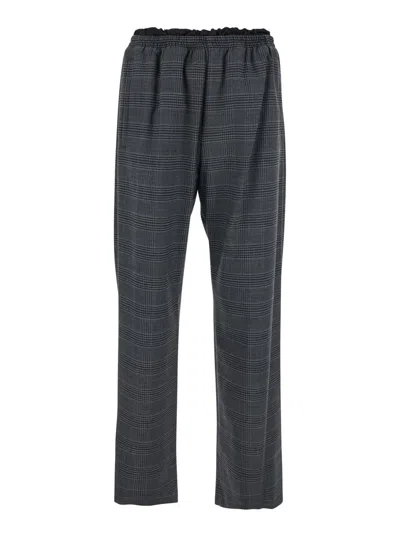 DIESEL 'P-TILSON' GREY PANTS WITH LOGO DETAIL ON THE REAR AND ALL-OVER CHECK MOTIF IN WOOL BLEND STRETCH MA