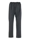 Diesel P-tilson Grey Pants With Logo Detail On The Rear And All-over Check Motif In Wool Blend Stretch Man In Gray