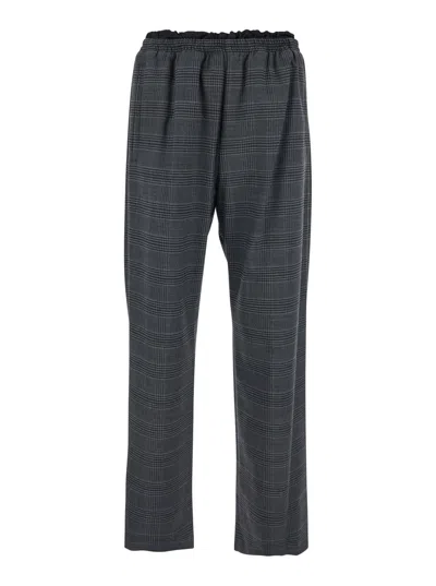 Diesel P-tilson Grey Pants With Logo Detail On The Rear And All-over Check Motif In Wool Blend Stretch Man In Gray