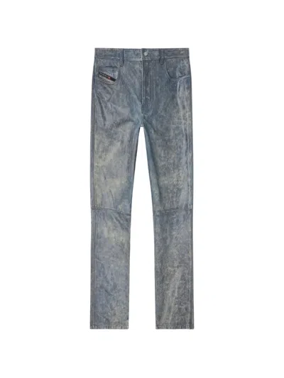 Diesel P-vyll-qmbw Leather Trousers In Blue