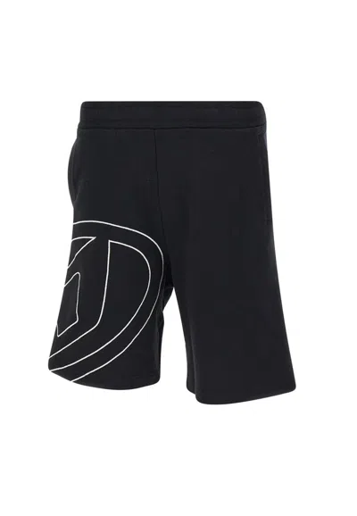 Diesel Fleece Shorts With Oval D Logo In White