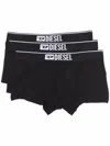 Diesel Pack Of 3 Black Cotton Boxer Shorts With Logo In Black