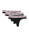 Diesel Pack-of-three Logo-waistband Thongs In Black