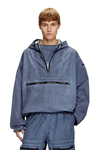 Diesel Packable Hooded Anorak Jacket In Blue