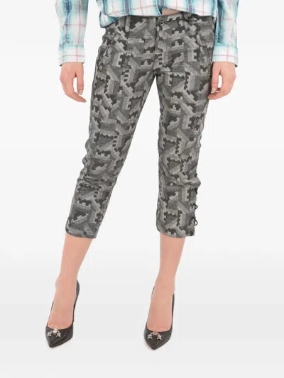 Diesel Pacquard Geometric-print Cropped Trousers In Multi