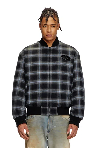 Diesel Padded Bomber Jacket In Check Flannel In Multicolor