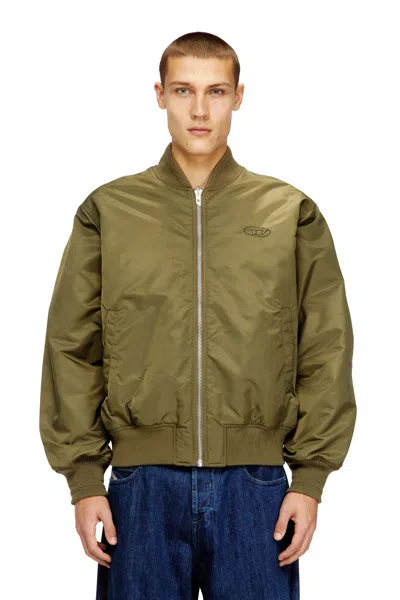 Diesel Padded Bomber Jacket With Oval D Embroidery In Green