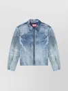 Diesel Padded Denim Look Jacket Pockets In Black