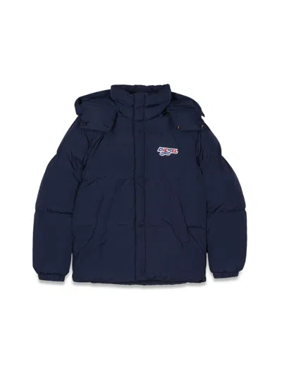 Diesel Kids' Padded Down Jacket With Hood In Blue
