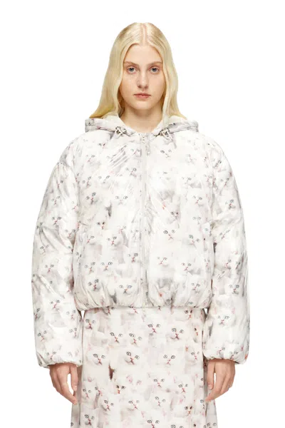 Diesel Padded Jacket With Cat Print In White