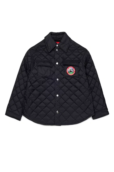 Diesel Kids' Padded Jacket With Logo In Black