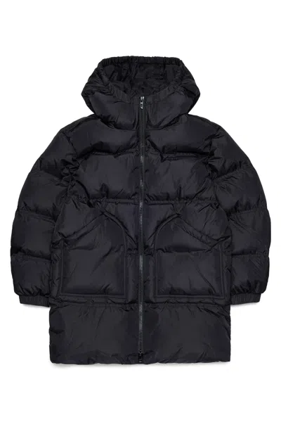 Diesel Padded Jacket With Logo In Black