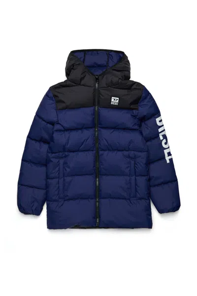 Diesel Padded Jacket With Logo In Blue