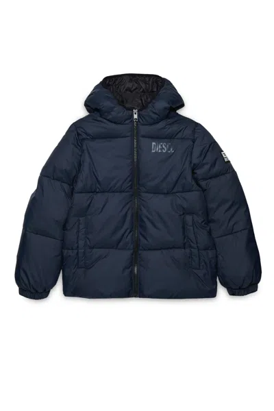 Diesel Padded Jacket With Logo In Blue