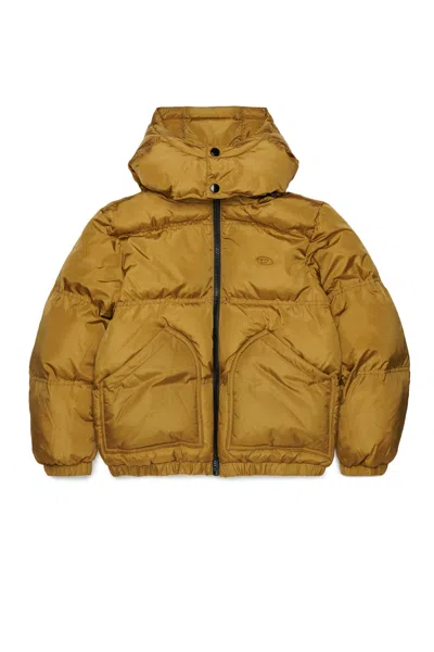Diesel Padded Jacket With Printed Logo In Brown