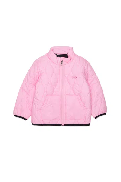 Diesel Kids' Padded Jacket With Printed Logo In Pink