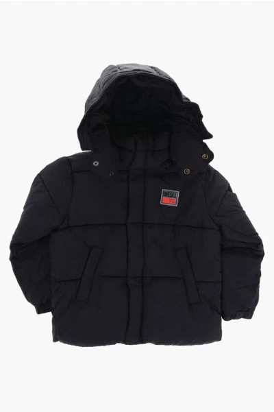 Diesel Padded Jpil Jacket With Removable Hood In Brown
