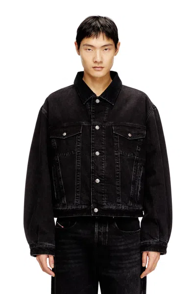 Diesel D-ranger-t Corduroy-collar Denim Jacket In Black