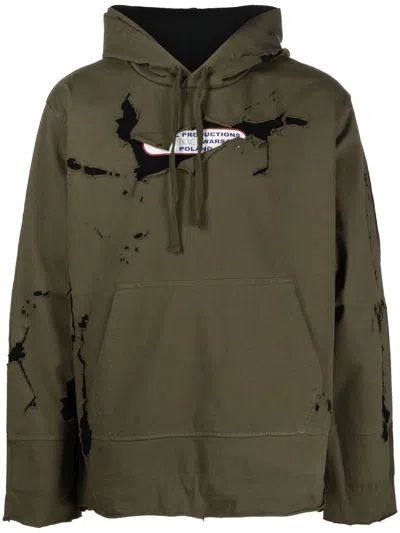 Diesel Paint-splatter Cotton Hoodie In 绿色