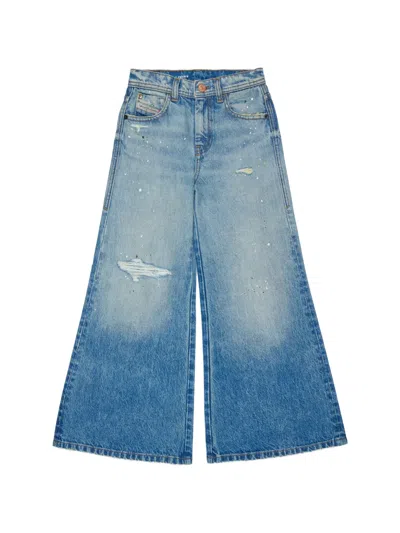 Diesel Kids' Paint-splatter Jeans In Blue