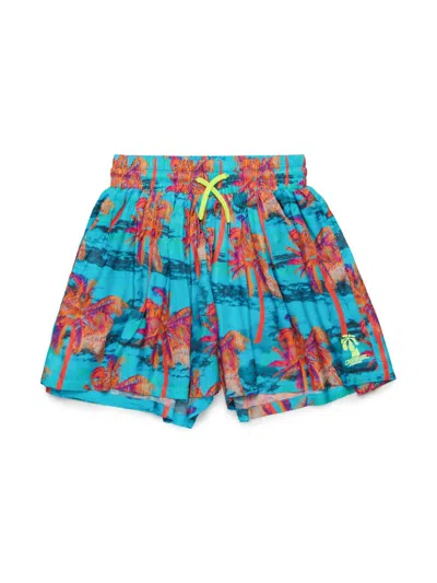 Diesel Kids' Palm Tree-print Swim Shrots In Blue